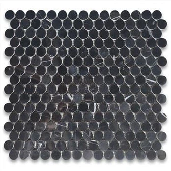 黒い大理石のペニー タイル