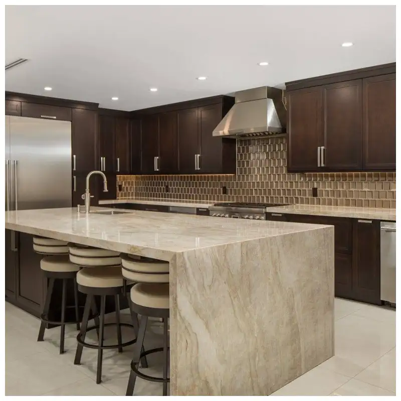 Why Warm Wood Cabinets And Quartzite Are A Strong Pair Why Warm Wood Cabinets And Quartzite Are A Strong Pair
