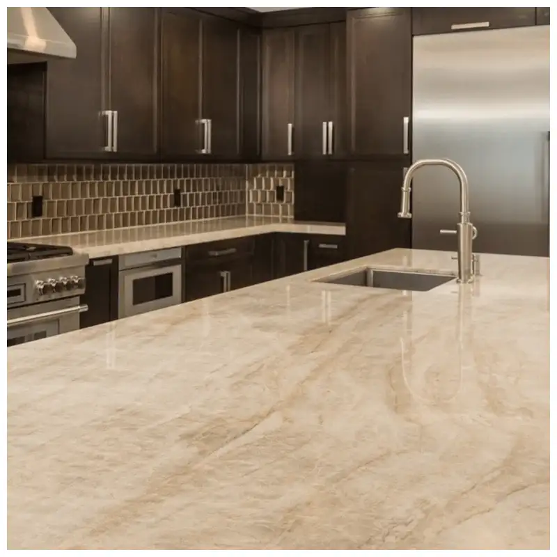 Island Perimeter And Vanity Placement of Taj Mahal Quartzite Island Perimeter And Vanity Placement of Taj Mahal Quartzite