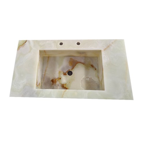 Natural Light Green Onyx Integrated Rectangular Vanity Wash Basins Natural Light Green Onyx Integrated Rectangular Vanity Wash Basins